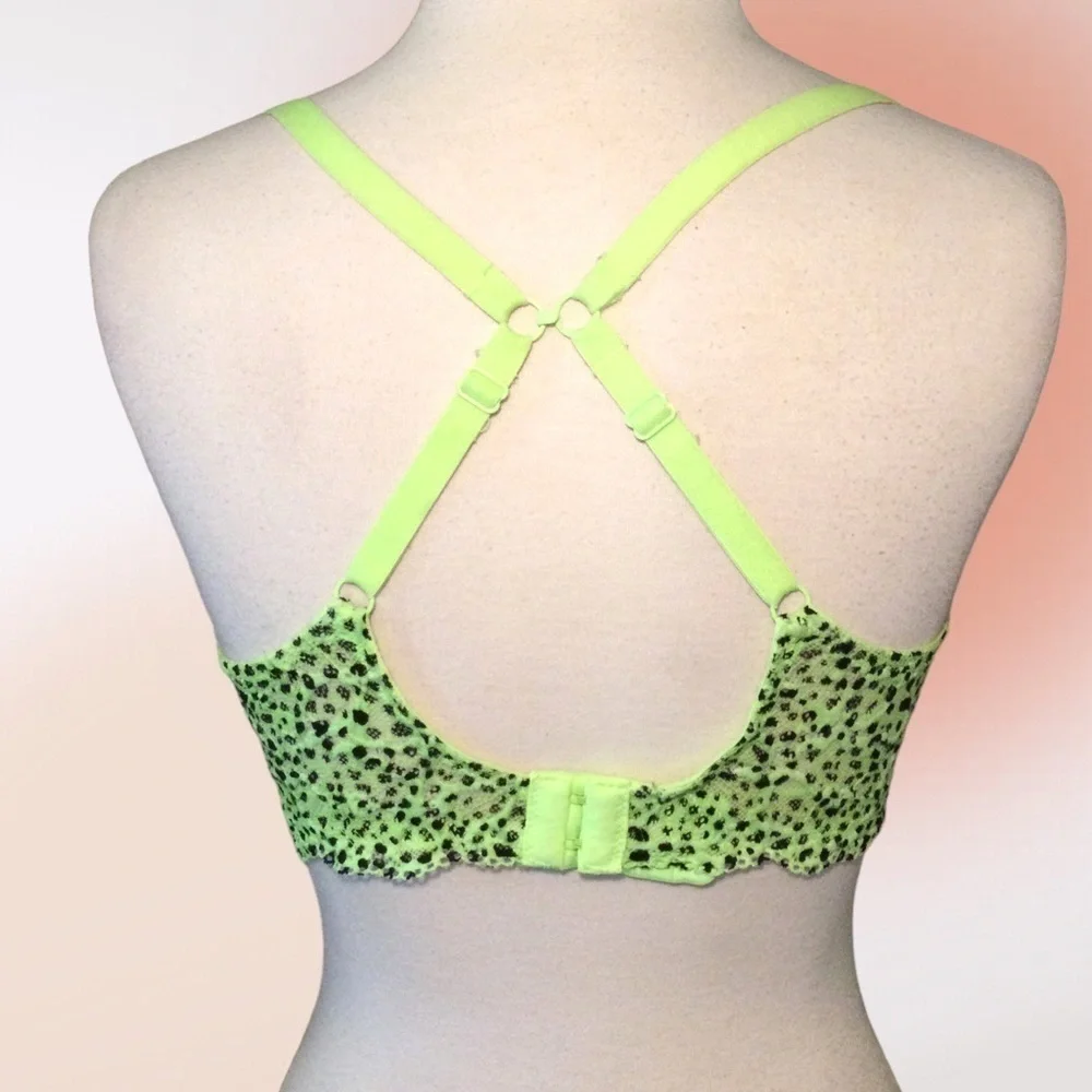No Boundaries Nobo Green Cheetah Convertible Bra 34DD